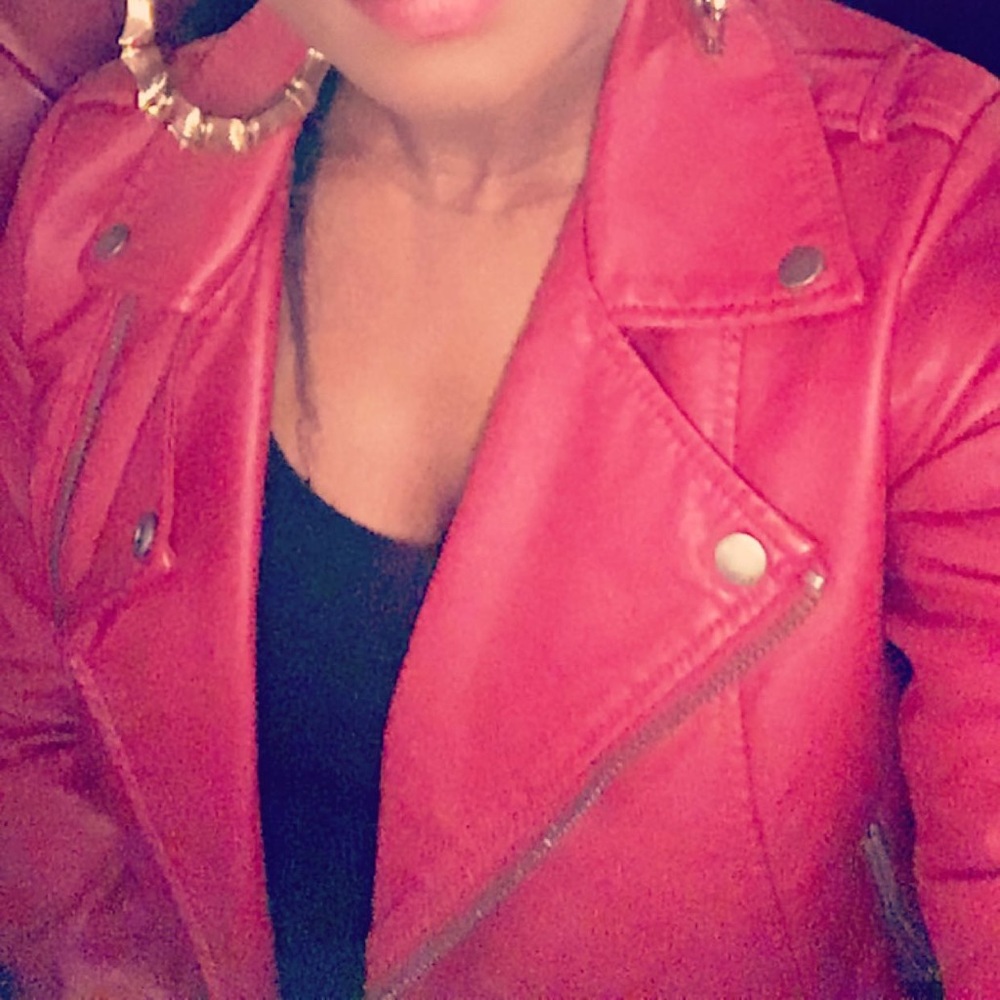 Faux leather jacket—Red - Picture 4 of 4